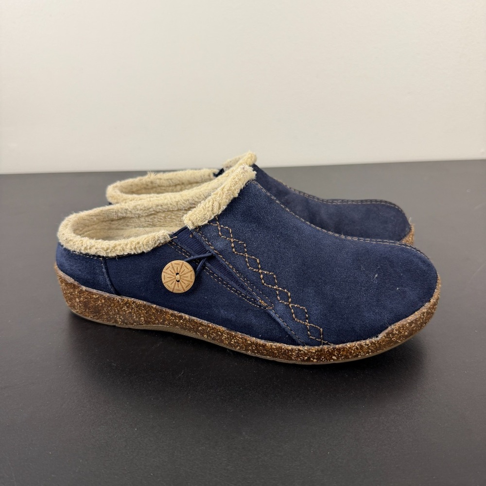 Earth Origins Aurora Johanna Clogs Women's 8W Navy Faux Fur Lined Slip On Casual - Picture 11 of 15